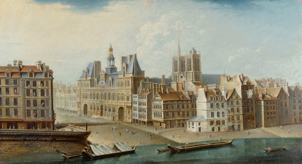 Ratusz i Place de Grève, 1753. autorstwa Nicolas Jean Baptiste Raguenet