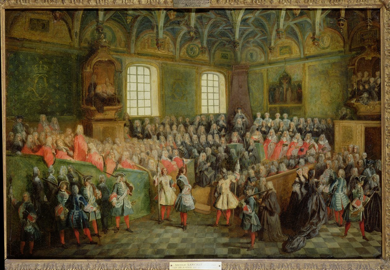 Łoże Sprawiedliwości, które odbyło się w Parlamencie większościowym Ludwika XV (1710-74), 22 lutego 1723 r. autorstwa Nicolas Lancret