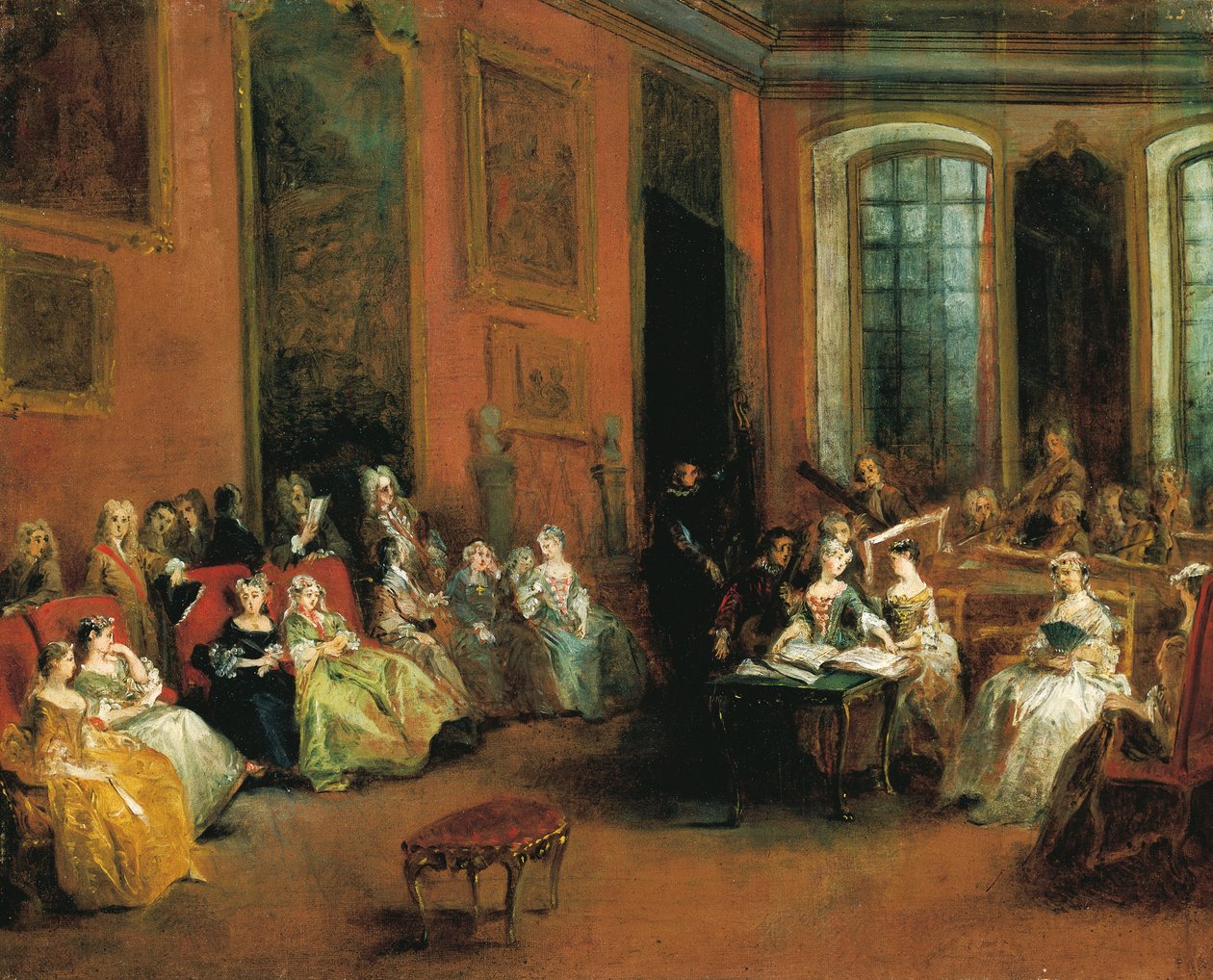 Koncert w paryskim Hôtel Pierre Crozat, ok. 1719-20 (olej na płótnie) autorstwa Nicolas Lancret