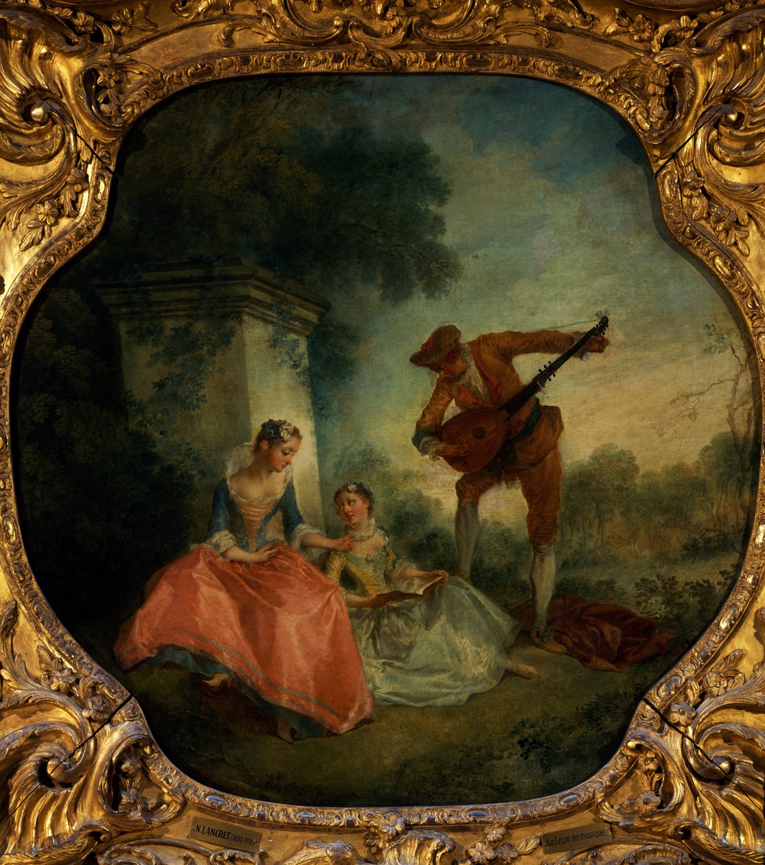 Lekcja muzyki z lutnią, Nicolas Lancret (1690-1743), Francja autorstwa Nicolas Lancret