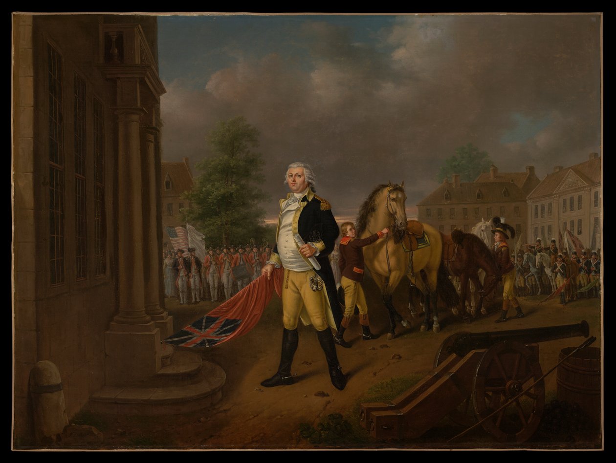 Generał Humphreys Delivering the Standards zabrany z Yorktown do Sali Kongresowej (Filadelfia) autorstwa Nicolas Louis Albert Delerive