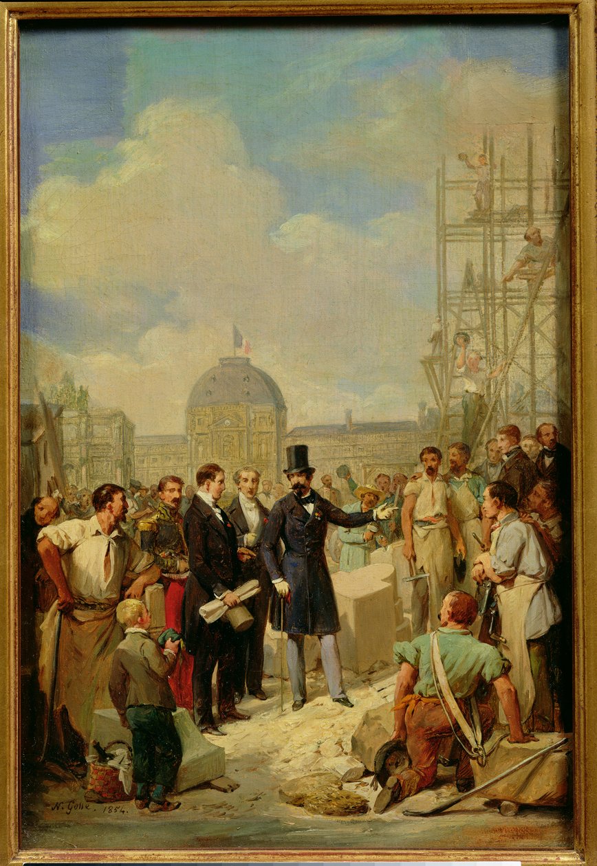 Studium dla Napoleona III (1808-73) Zwiedzanie dzieł w Luwrze, 1854 autorstwa Nicolas Louis Francois Gosse