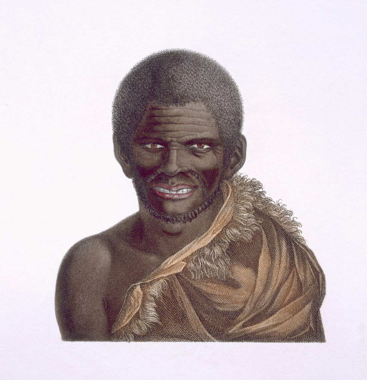 Portret mężczyzny o imieniu Paraberi, ziemia Van Diemensa, 1791, opublikowany 1815 autorstwa Nicolas Petit