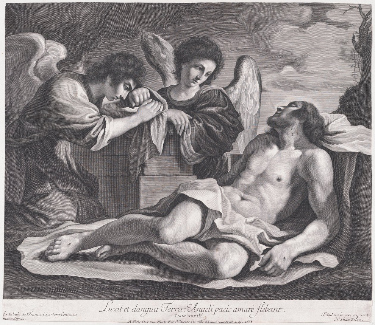 Aniołowie opłakiwali Zmarłego Chrystusa, ca. 1690-1720., ok. 1690-1720. 1690-1720. autorstwa Nicolas Pitau