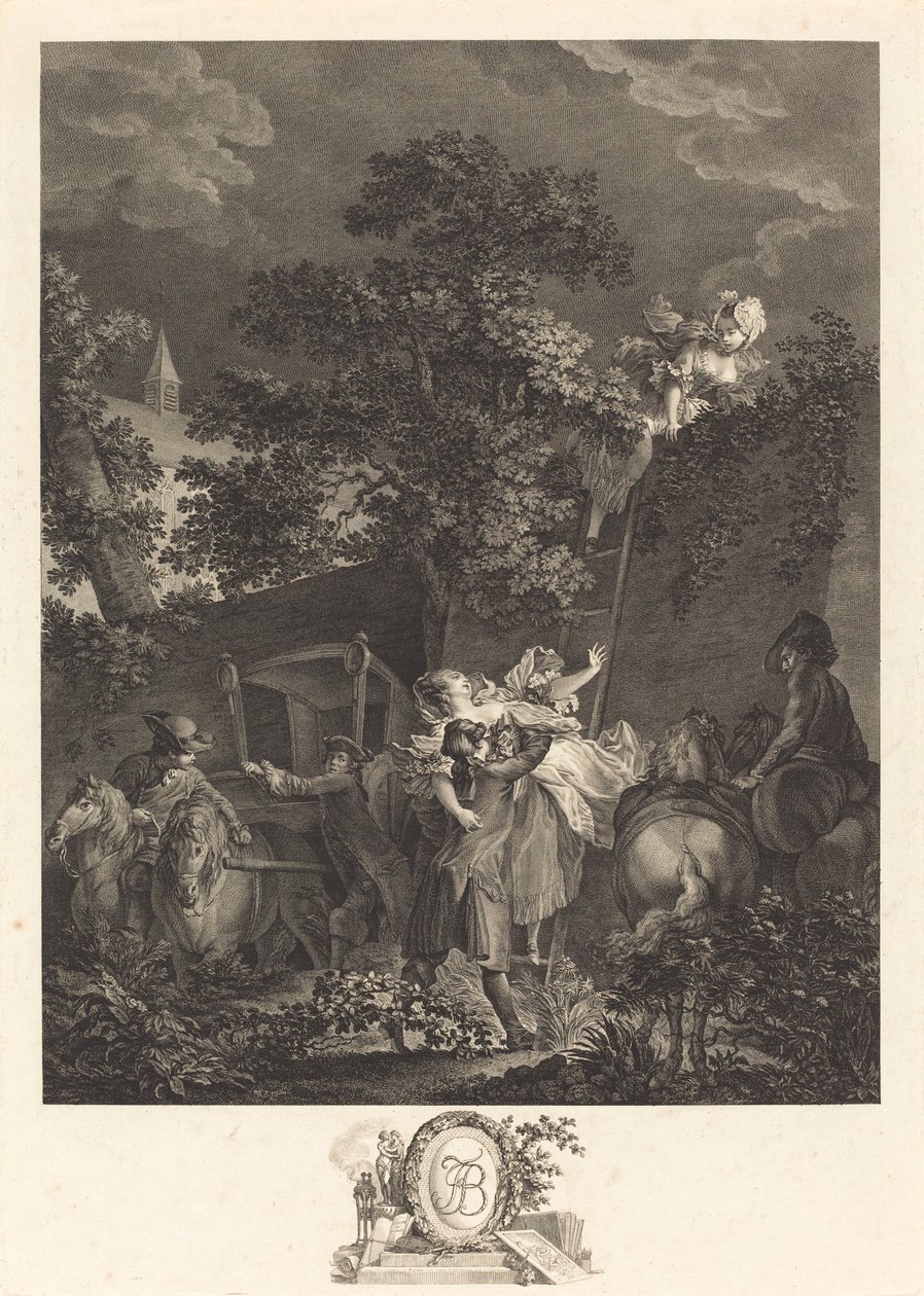 Nocne uprowadzenie autorstwa Nicolas Ponce after Pierre Antoine Baudouin