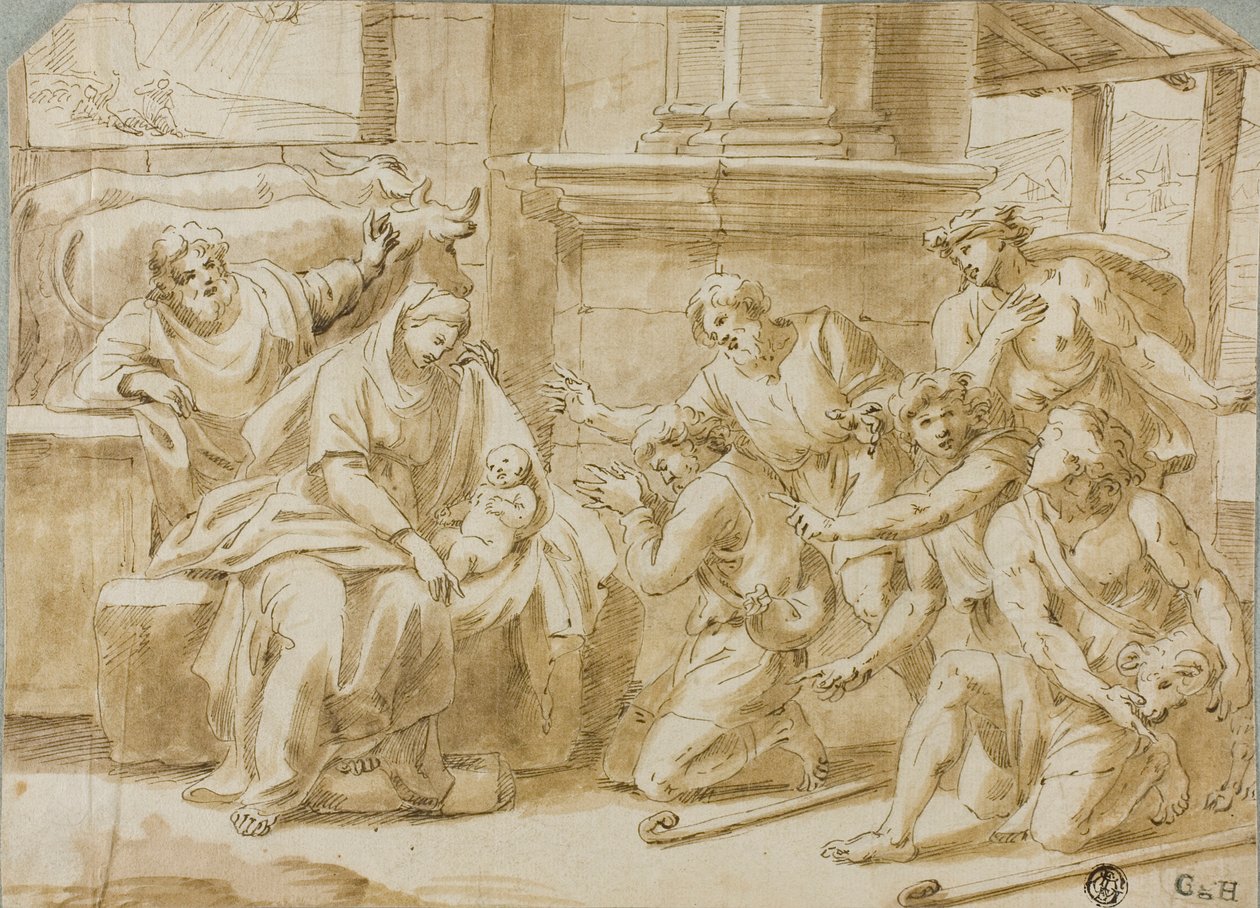Adoracja pasterzy autorstwa Nicolas Poussin