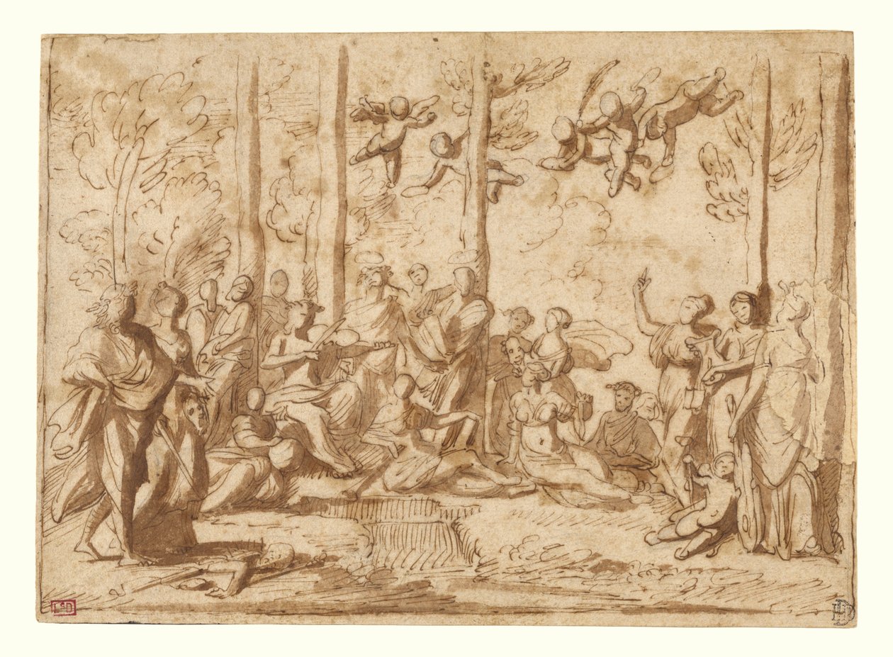 Apollo i Muzy na górze Parnas autorstwa Nicolas Poussin