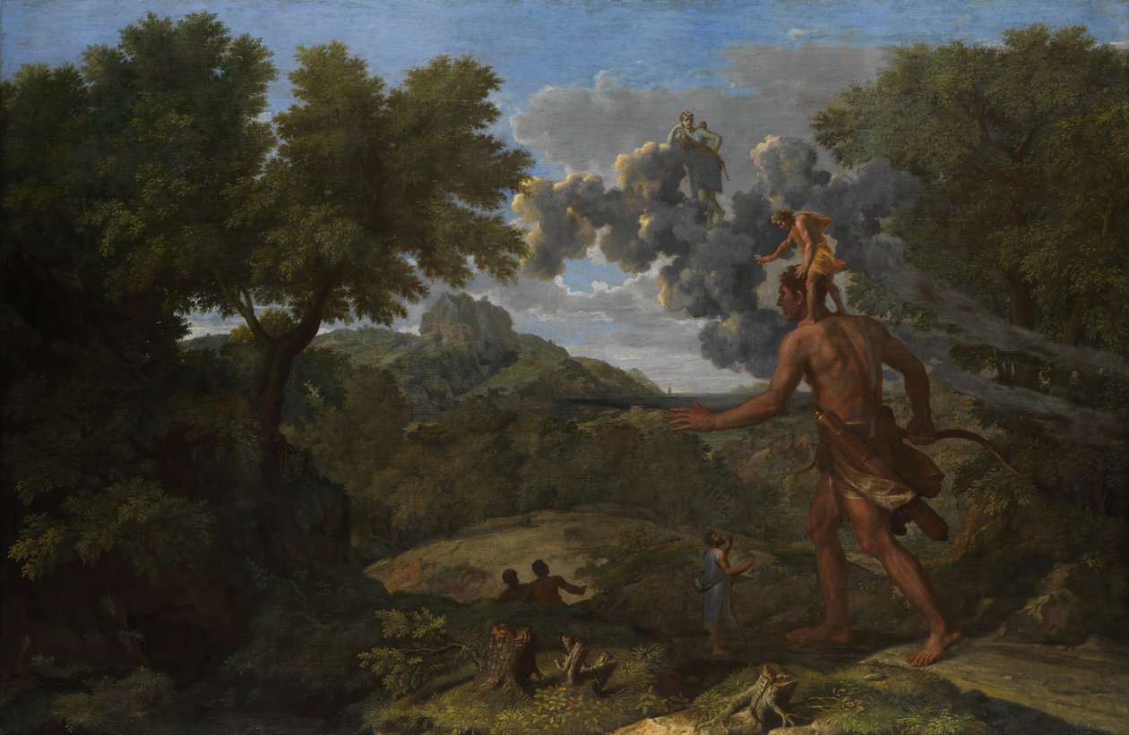Ślepy Orion szukający wschodzącego słońca, 1658. autorstwa Nicolas Poussin