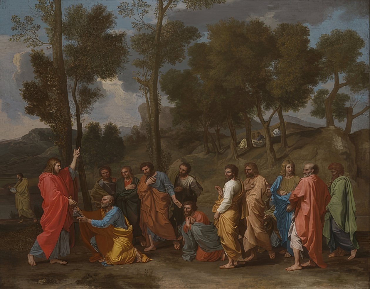 Sakrament konsekracji (Chrystus daje Piotrowi klucze). Około 1637-40 autorstwa Nicolas Poussin