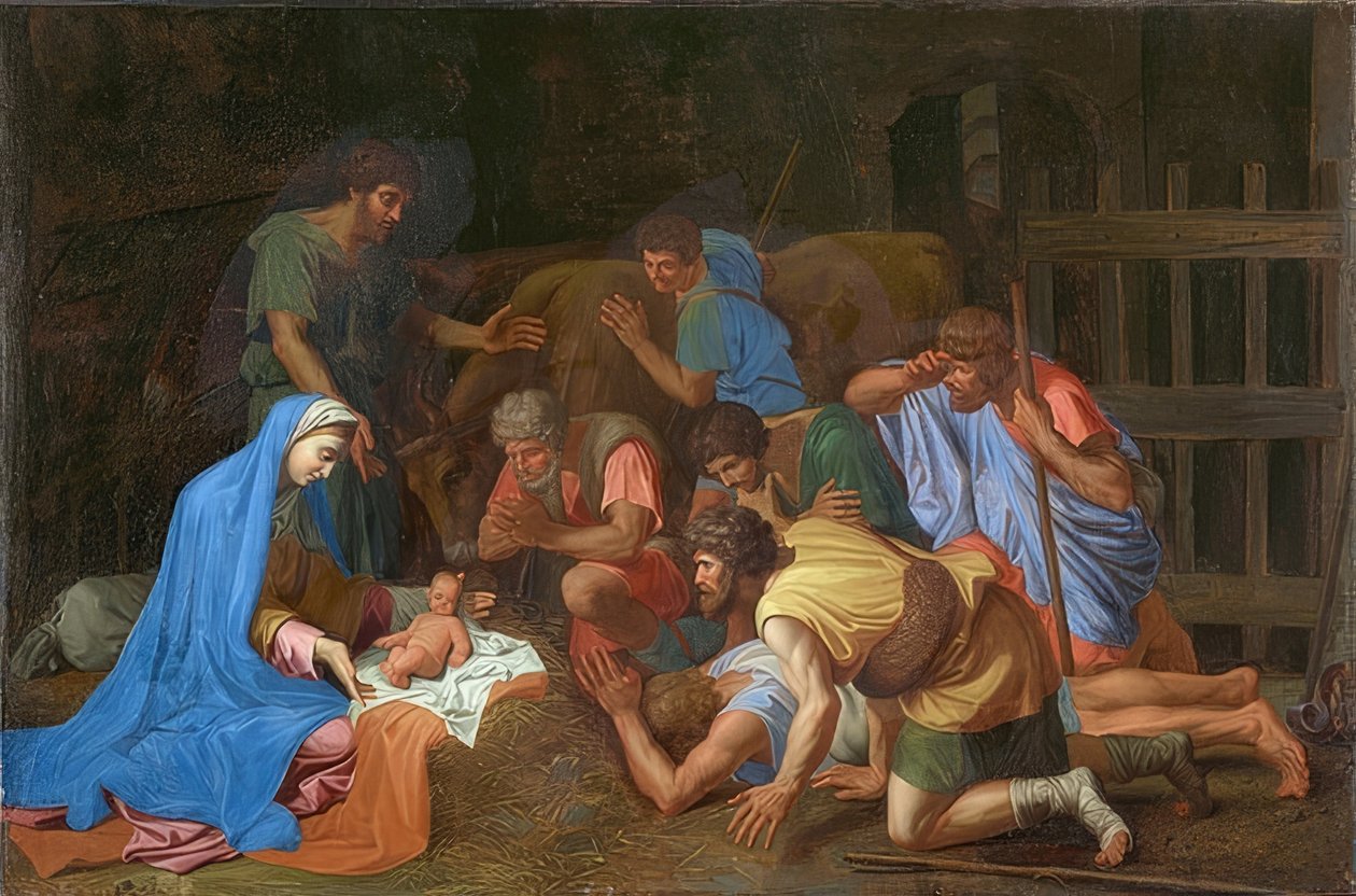 Adoracja pasterzy. około 1653 autorstwa Nicolas Poussin