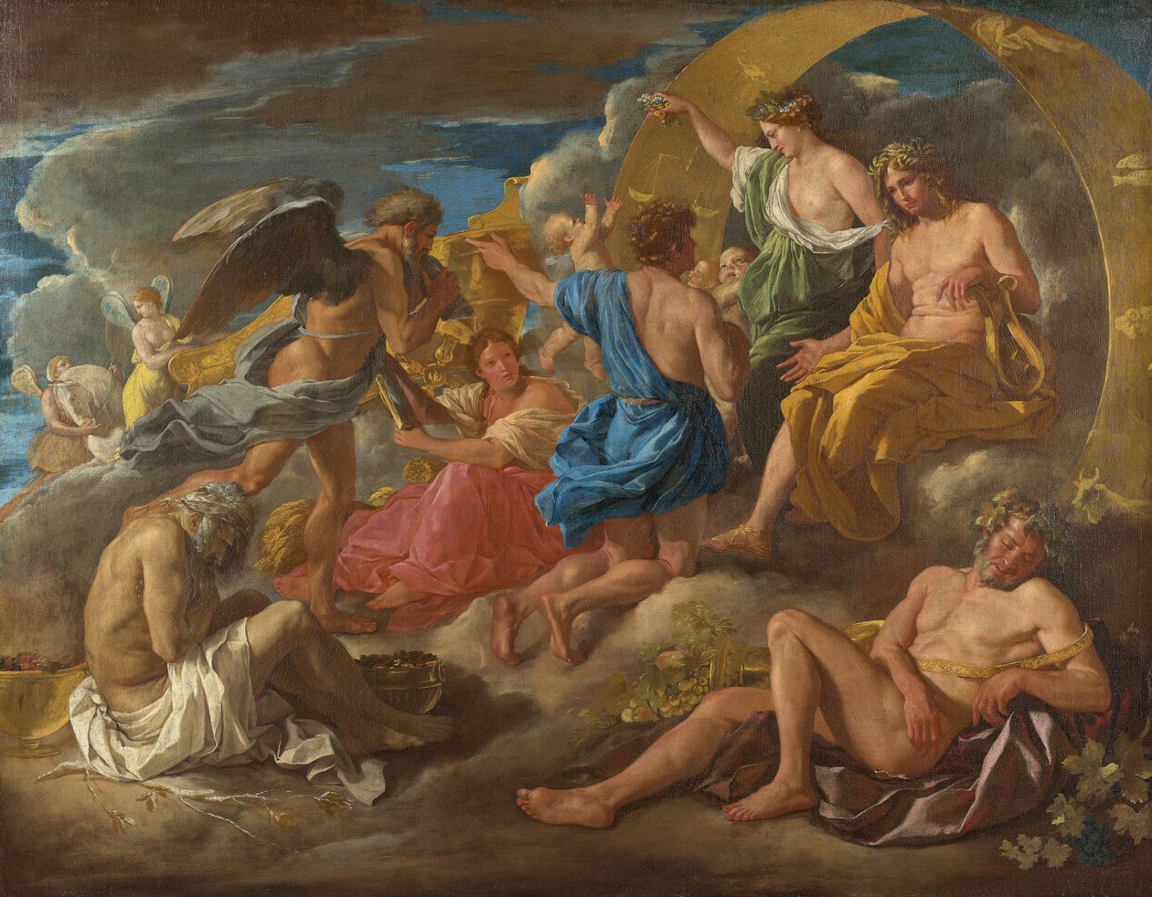Helios und Phaëton mit Saturn und den vier Jahreszeiten autorstwa Nicolas Poussin