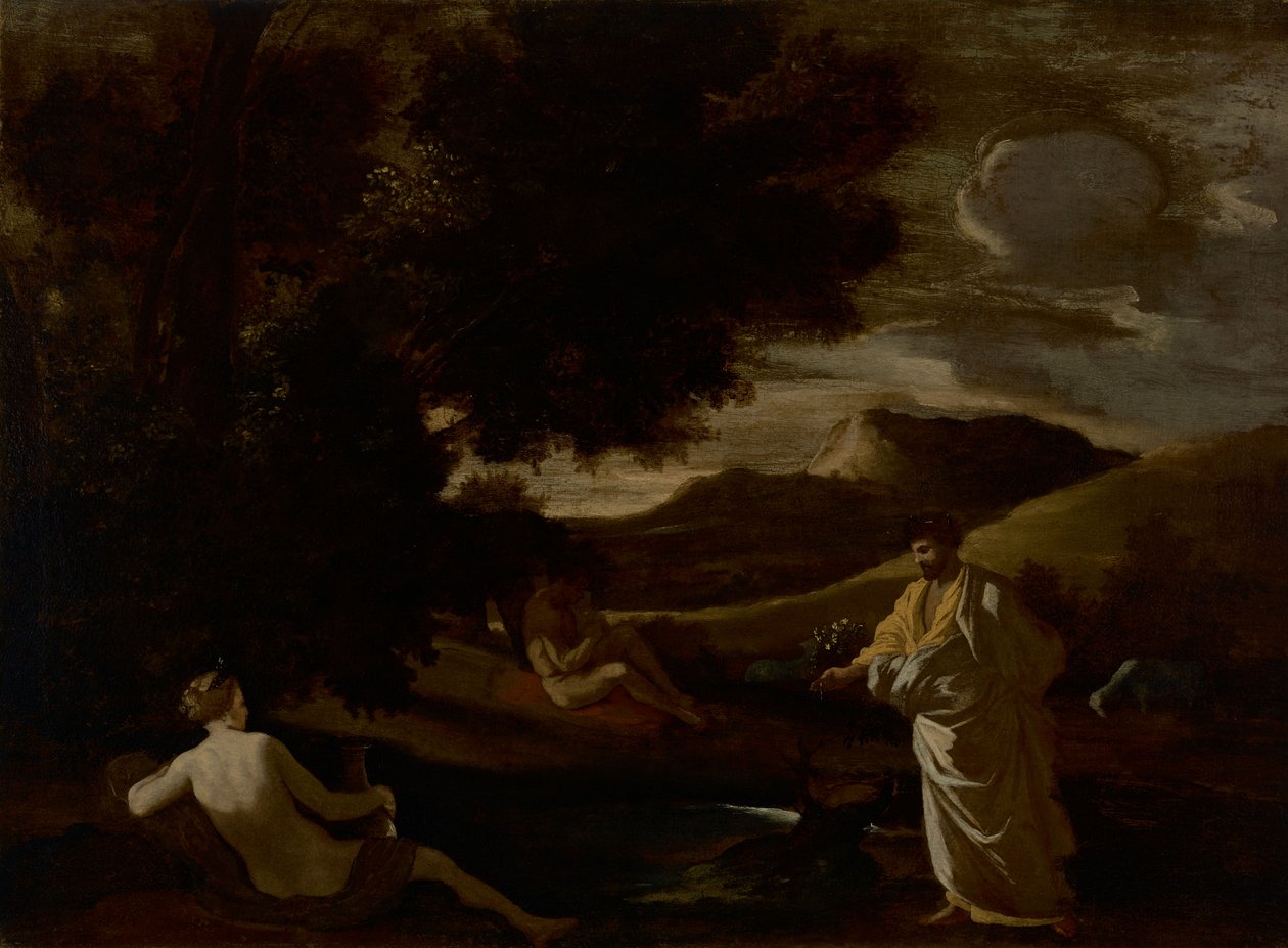 Król Midas zamienia dębową gałąź w złoto autorstwa Nicolas Poussin