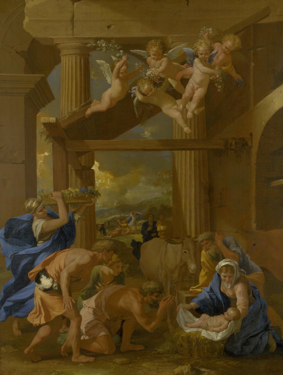 Adoracja pasterzy autorstwa Nicolas Poussin