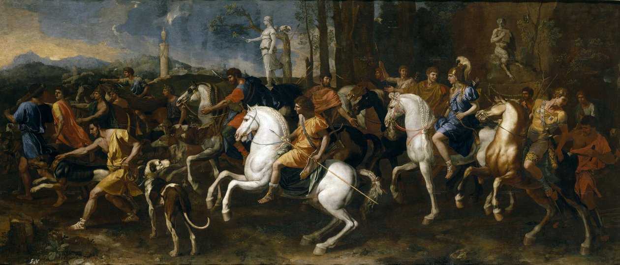Polowanie na Meleagera i Atalantę lub Le Départ pour la chasse (Wyjazd na polowanie) autorstwa Nicolas Poussin