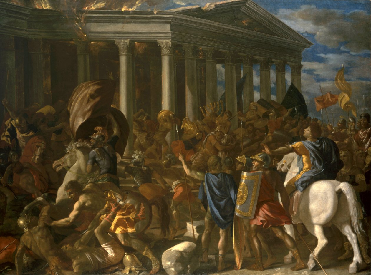 La zniszczenie świątyni jerozolimskiej - Zniszczenie świątyni jerozolimskiej autorstwa Poussina, Nicolasa (1594-1665). olej na płótnie autorstwa Nicolas Poussin
