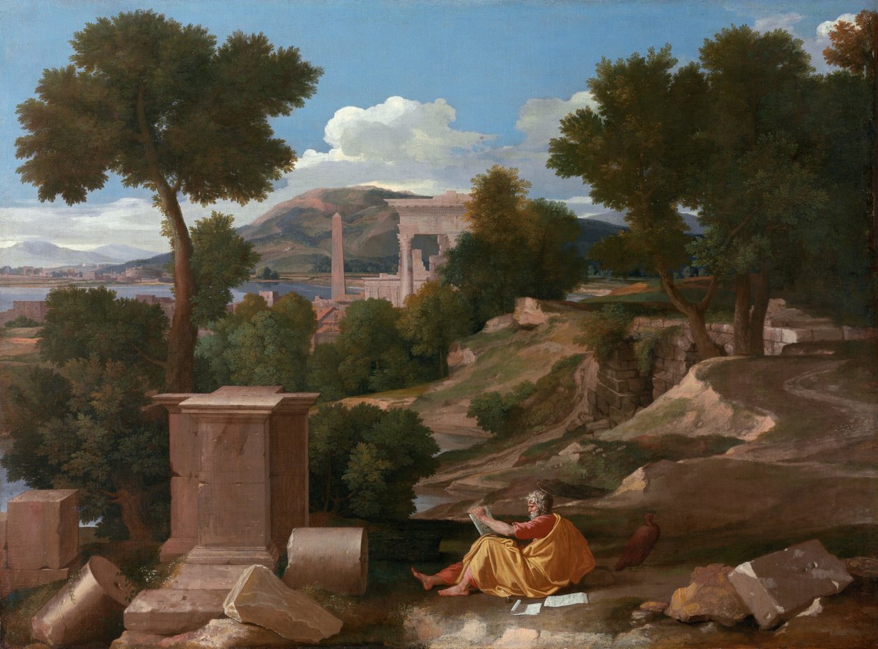 Pejzaż ze świętym Janem na Patmos autorstwa Nicolas Poussin