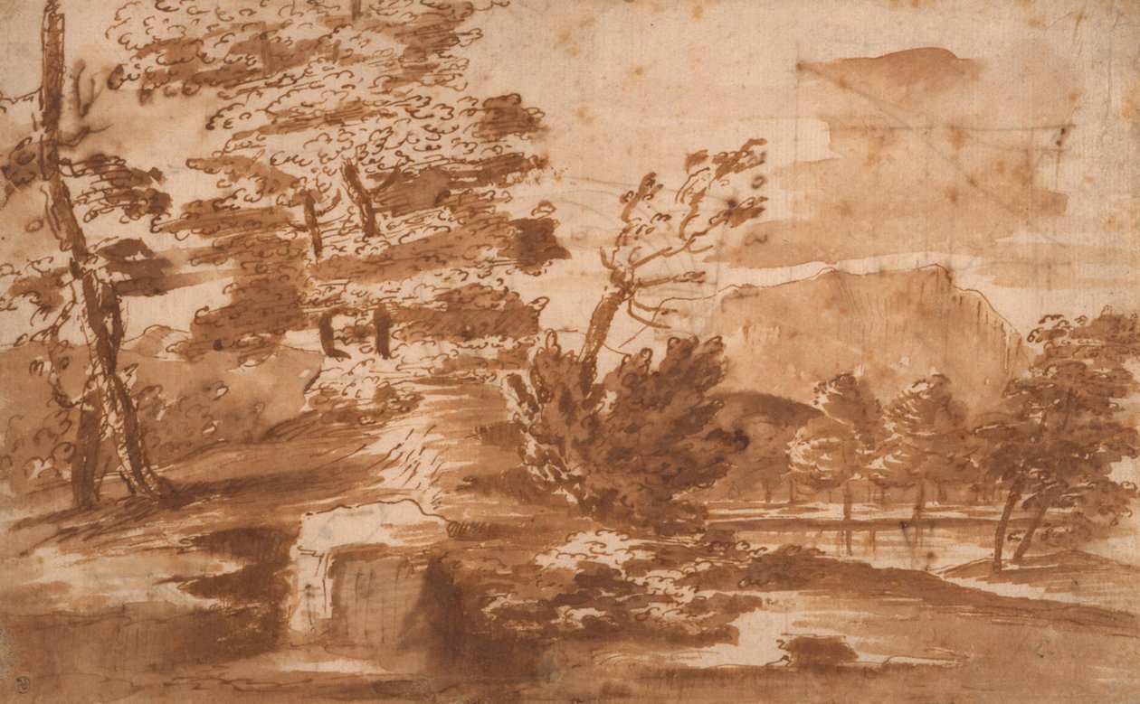 Krajobraz (recto) autorstwa Nicolas Poussin