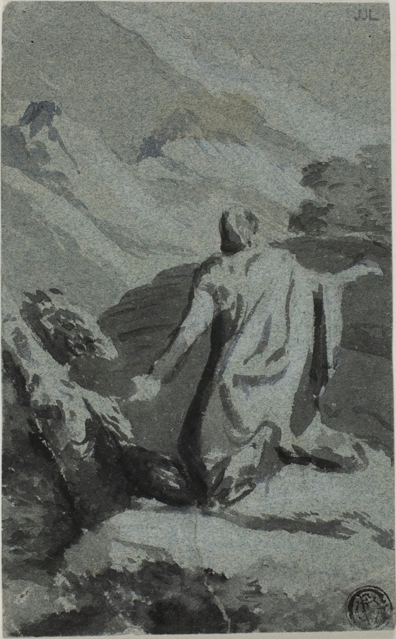 Człowiek modlący się w dziczy autorstwa Nicolas Poussin