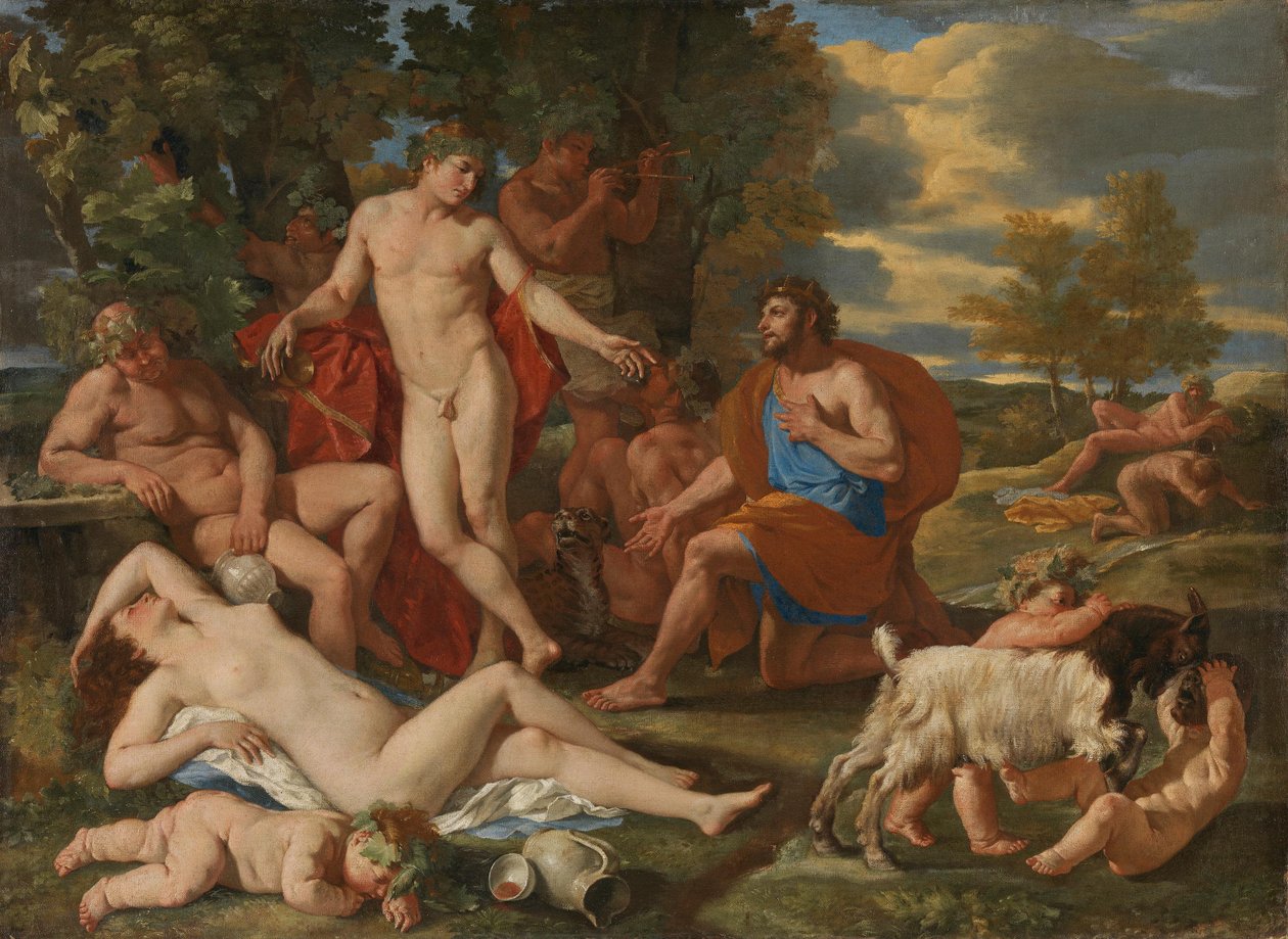 Midas i Bachus autorstwa Nicolas Poussin