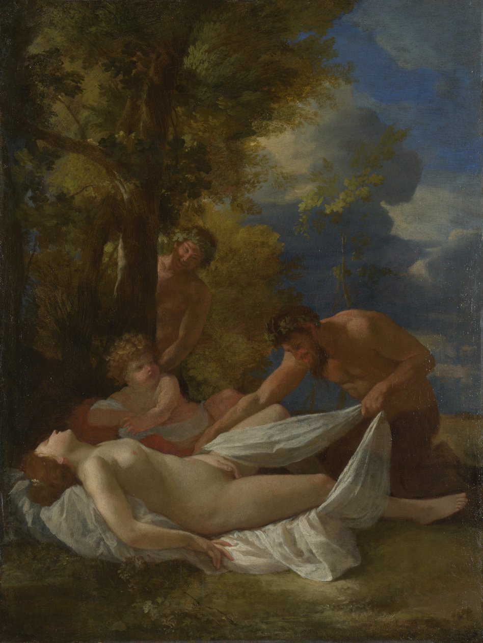 Nimfa z satyrami, ok. 1627 autorstwa Nicolas Poussin