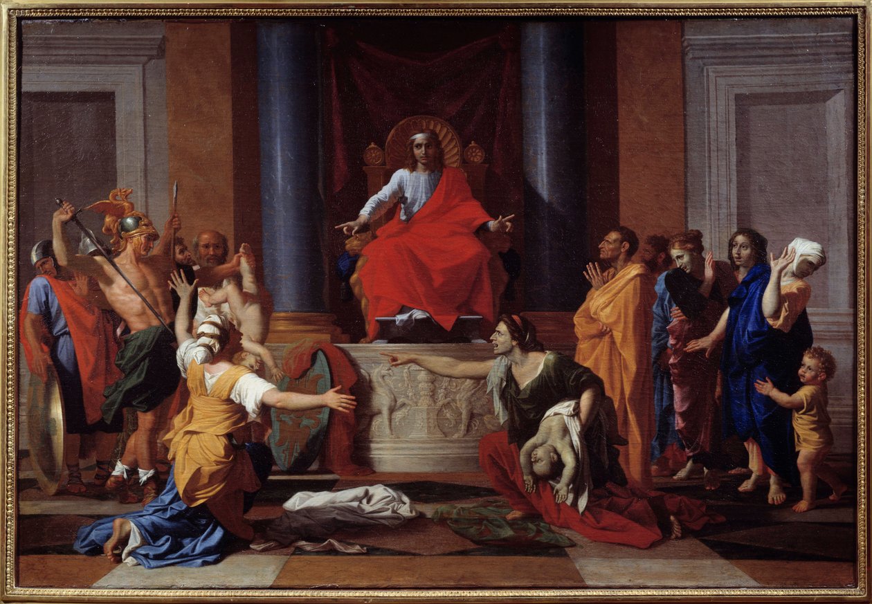 Wyrok Salomona Dwie kobiety udają, że są matką tego samego dziecka. Obraz Nicolasa Poussina autorstwa Nicolas Poussin