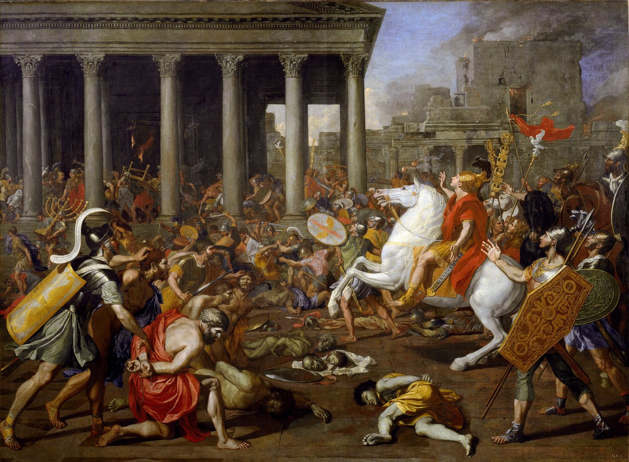 Zniszczenie świątyń w Jerozolimie przez Tytusa autorstwa Nicolas Poussin