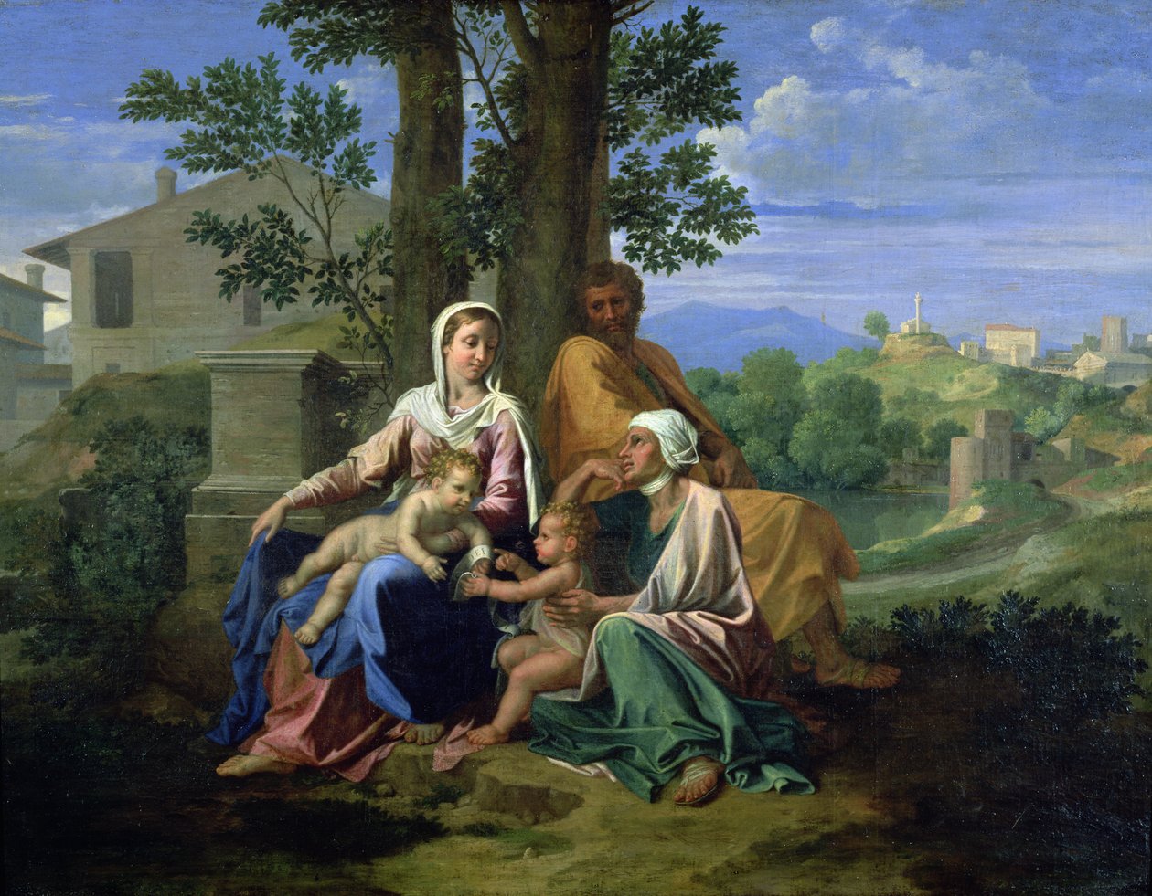 Święta Rodzina z Św. Jan, Elżbieta i Dzieciątko Jan Chrzciciel autorstwa Nicolas Poussin