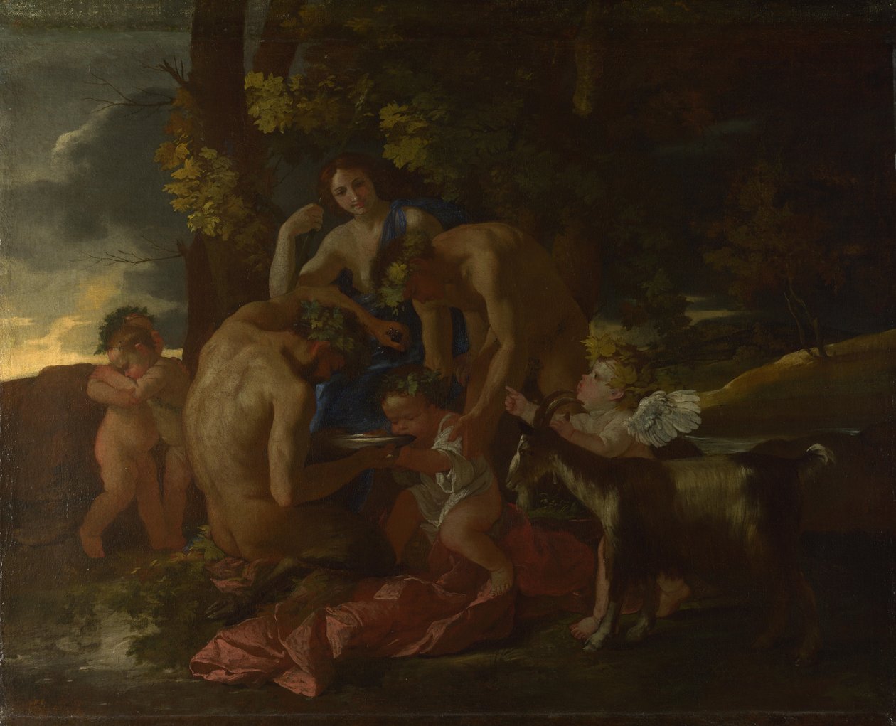 Wychowanie Bachusa, ca. 1628-1629 autorstwa Nicolas Poussin