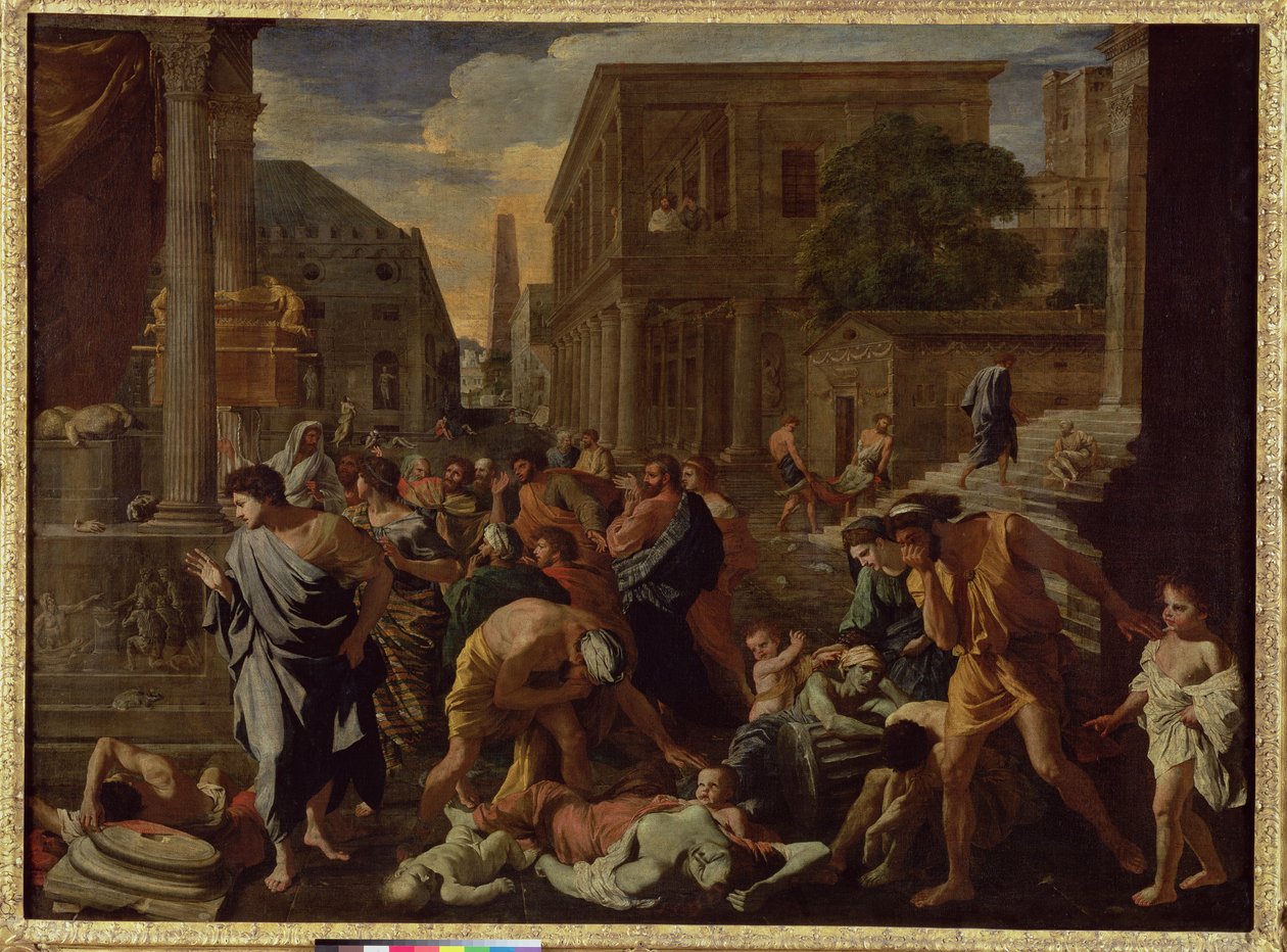 Plaga w Aszdodzie, czyli Filistyni dotknięci zarazą, 1630-31 autorstwa Nicolas Poussin