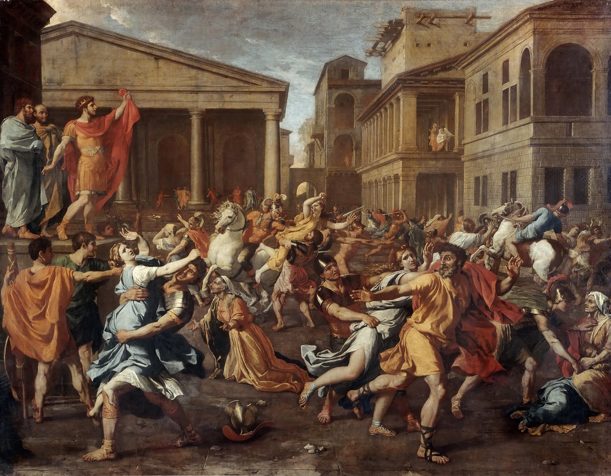 Gwałt Sabinek autorstwa Nicolas Poussin