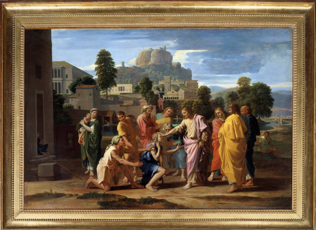 Niewidomy z Jerycha lub Chrystus prowadzący niewidomych Obraz Nicolasa Poussina autorstwa Nicolas Poussin