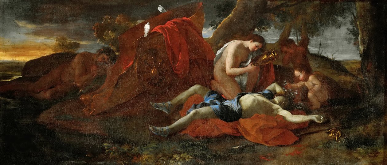 Wenus opłakuje Adonisa, 1626. autorstwa Nicolas Poussin
