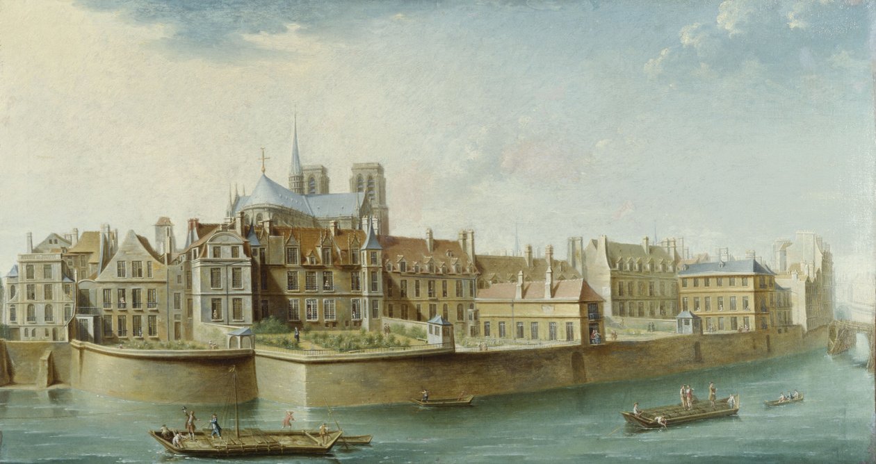 Le Cloître Notre-Dame, widziany z Île Saint Louis (quai d