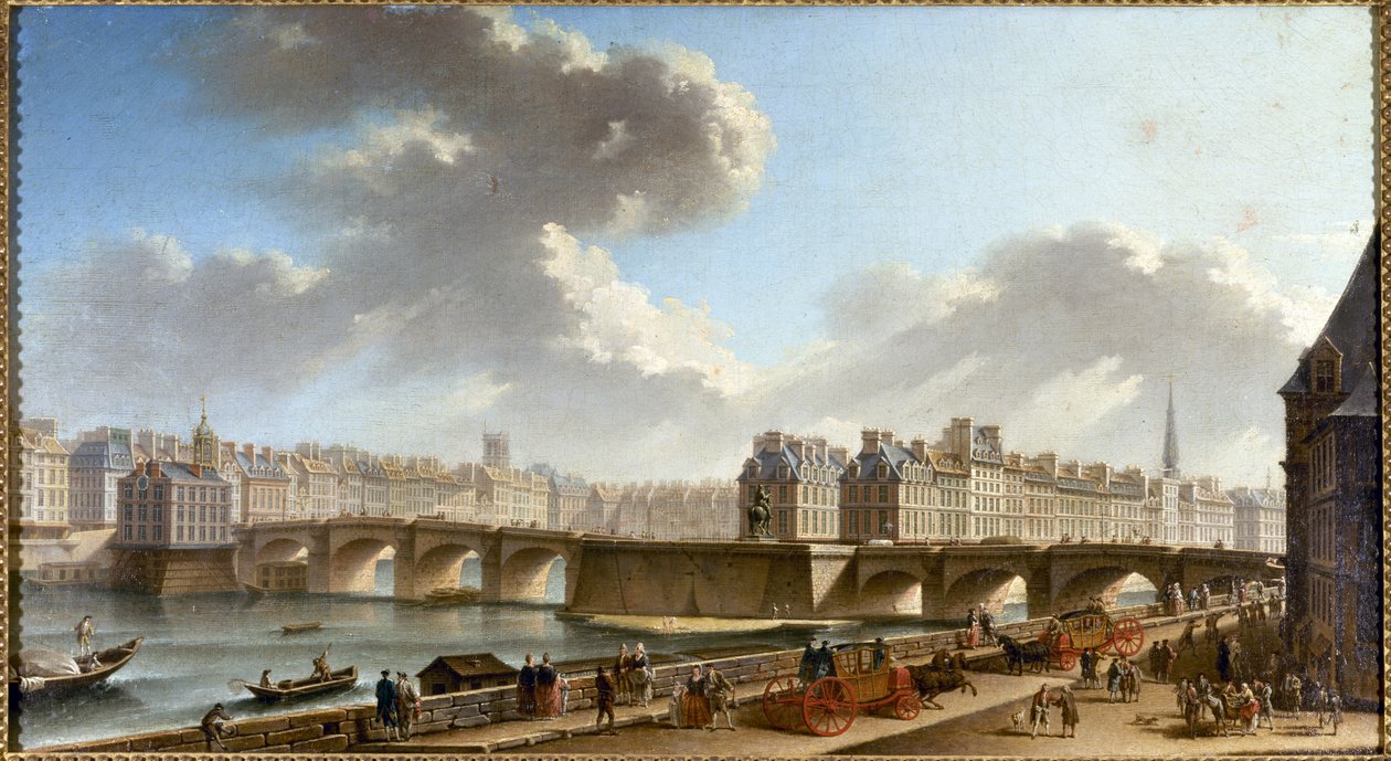 Pont Neuf i widoki na miasto z nabrzeża Conti, ok. 1772 (olej na płótnie) autorstwa Nicolas Raguenet