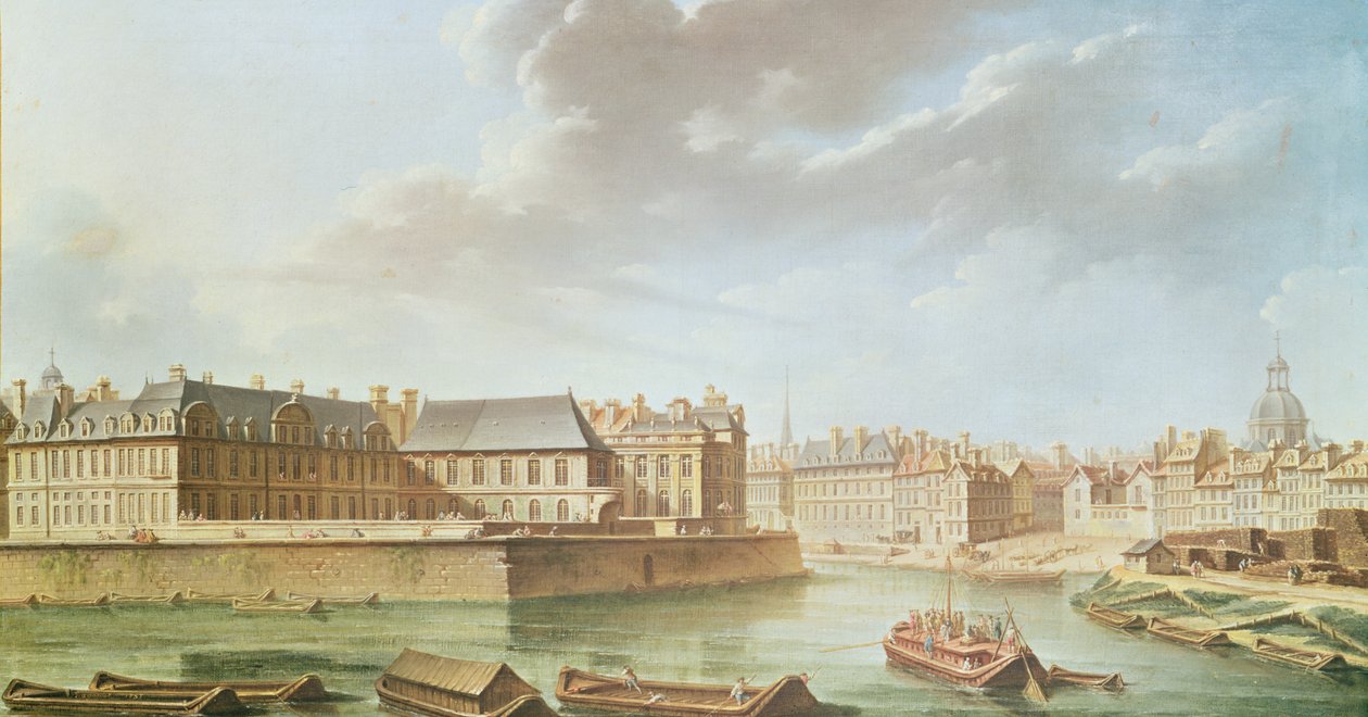 Ile Saint-Louis i Hotel de Bretonvilliers w 1757 r. autorstwa Nicolas Raguenet