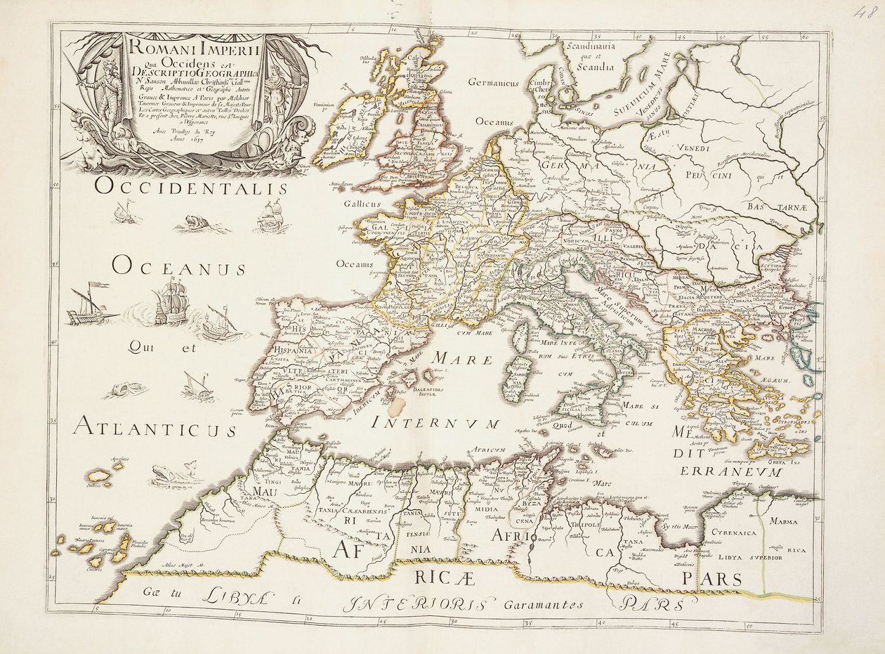 Mapa Cesarstwa Rzymskiego, ok. 1675-76 autorstwa Nicolas Sanson DAbbeville