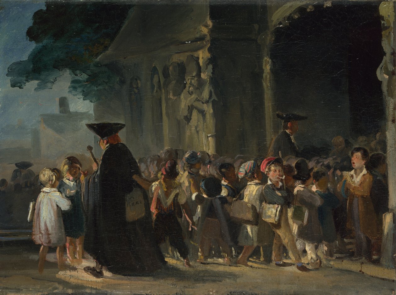 Dzieci przy drzwiach kościoła, w latach 1817-1845 autorstwa Nicolas Toussaint Charlet