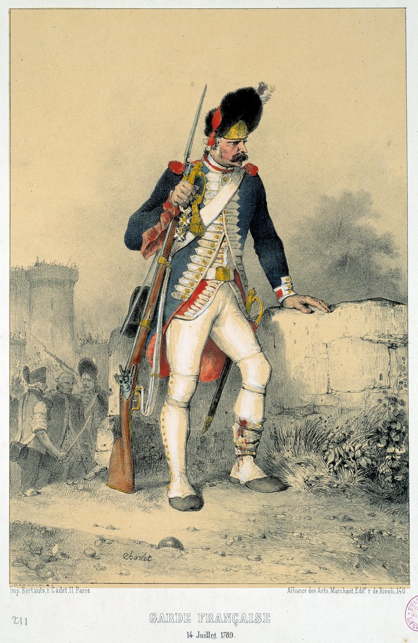 Członek gwardii francuskiej (14 lipca 1789). Grawerowanie przez Nicolasa Toussaint Charlet (1792-1845) autorstwa Nicolas Toussaint Charlet