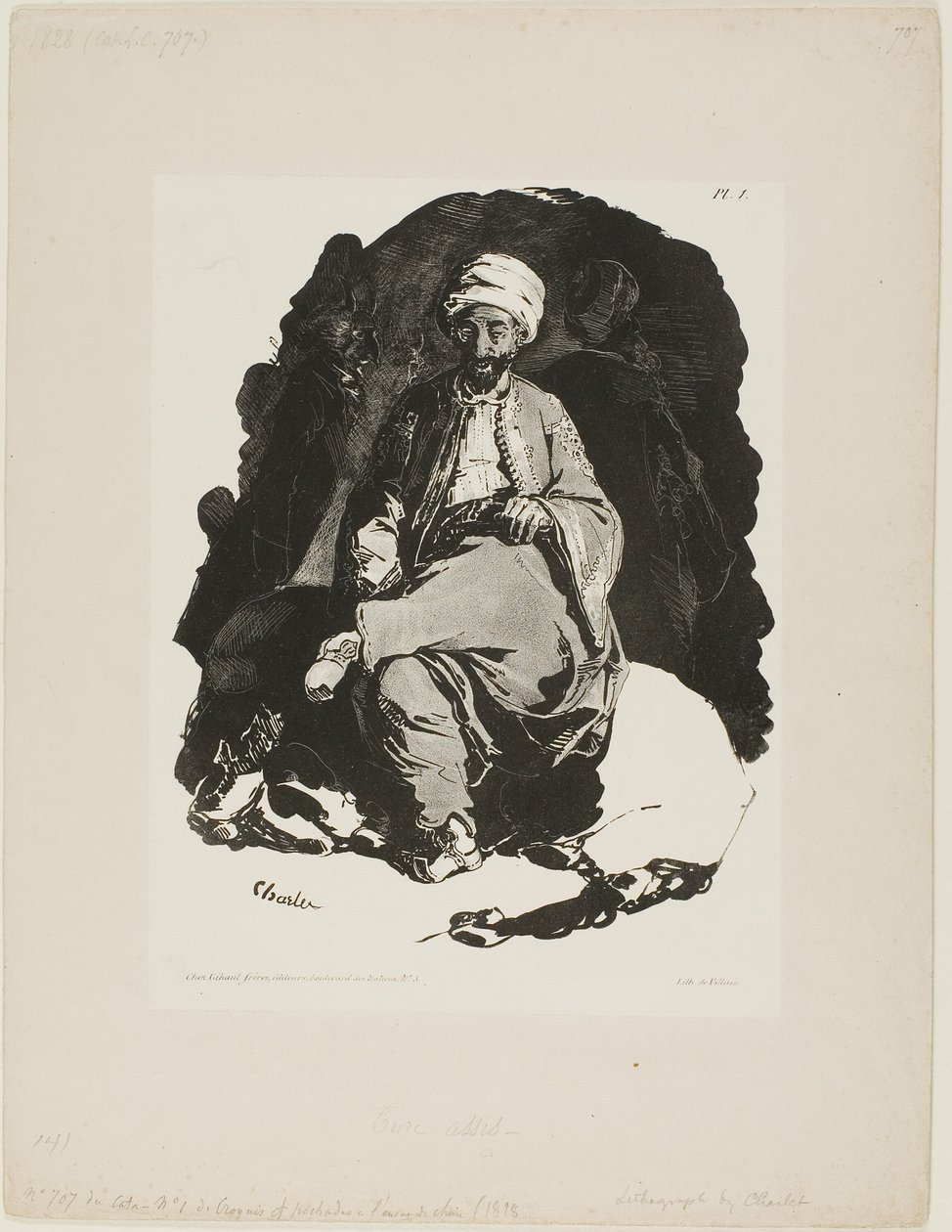 Siedzący Turk, płyta pierwsza z Ink Sketches by Charlet autorstwa Nicolas Toussaint Charlet