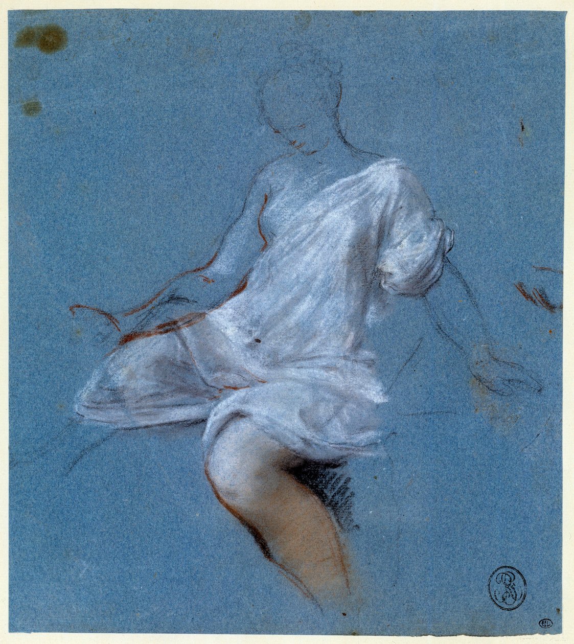 Studium draperii na ciele Rysunek Nicolasa Vleughelsa (1668-1737) XVIII-wieczny Paryż, Luwr autorstwa Nicolas Vleughels