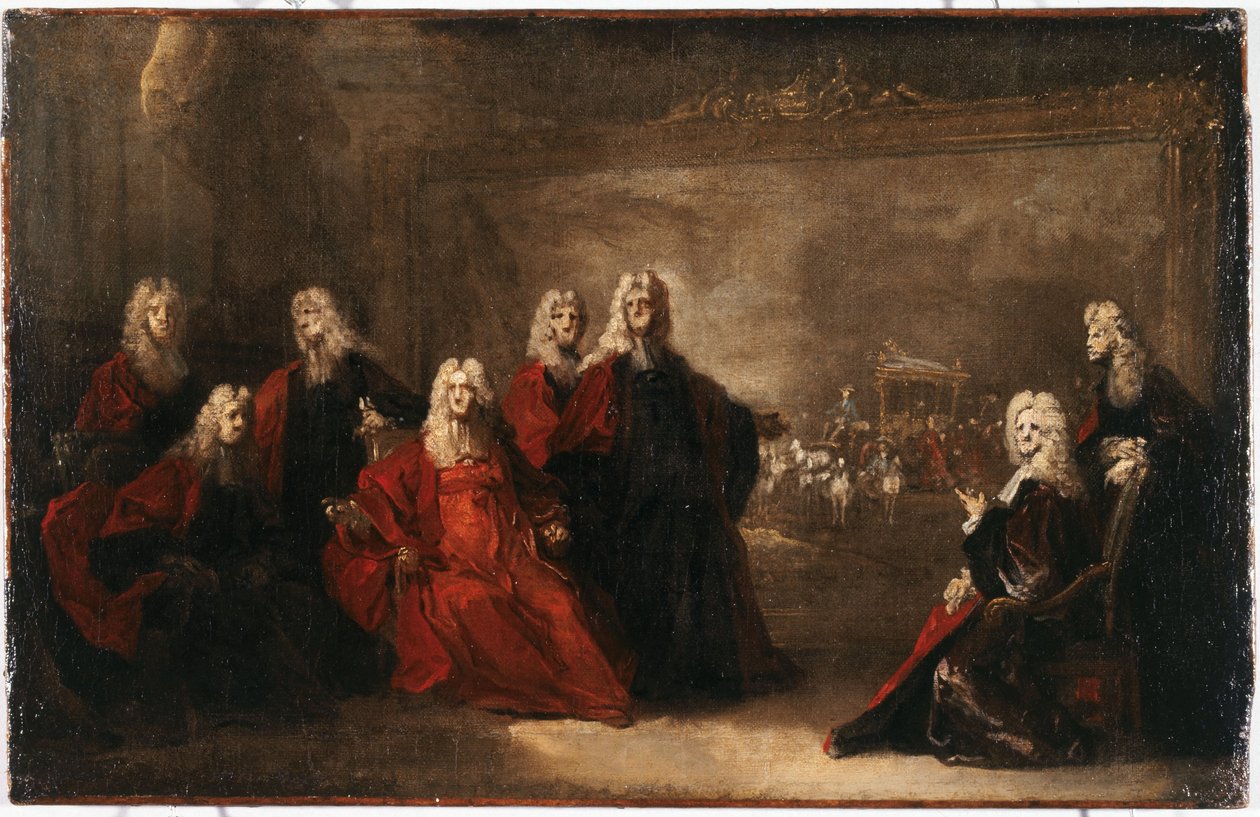 Szkic dla radnych świętujących przybycie Infantki autorstwa Nicolas de (workshop) Largilliere