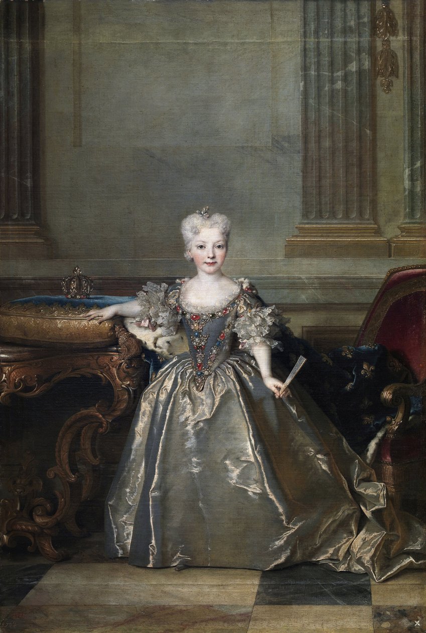 „„Portret Infantki Marie-Anne-Victoire de Bourbon (Marie Anne Victoire) (1718-1781) zaręczonej z Ludwikiem XV w 1722 roku”” (Infanta Mariana Victoria z Hiszpanii) Obraz Nicolasa de Largillière (1656-1746) 1724 Madryt , Muzeum Prado autorstwa Nicolas de Largillière