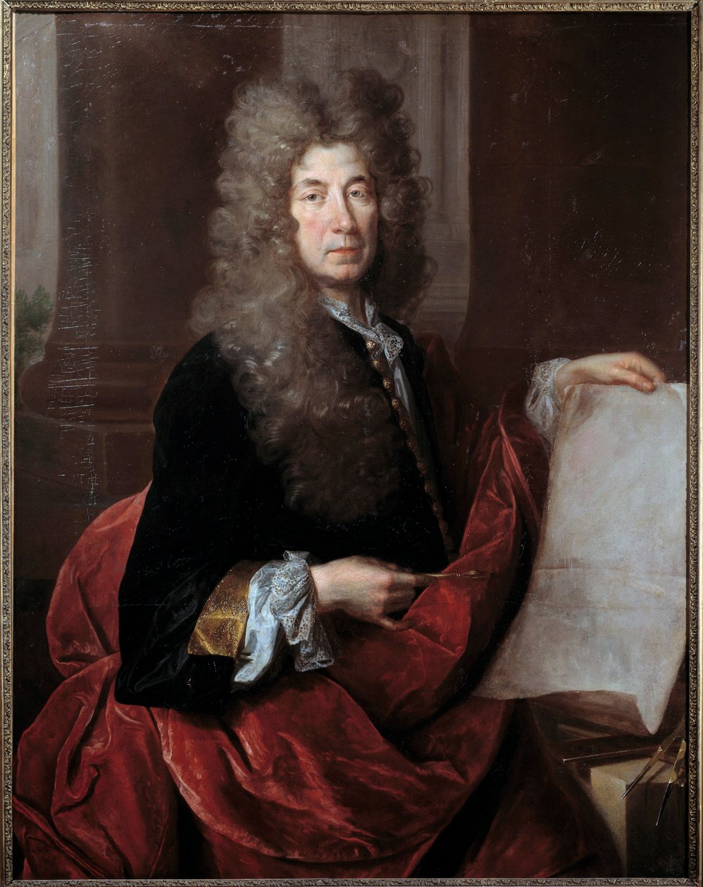 Portret Jules Hardouin Mansart (1646-1708) architekt i nadzorca budynków króla Ludwika XIV Obraz Nicolas de Largilliere (1656-1746) XVII-wieczny Metz, Musee des Beaux Arts autorstwa Nicolas de Largillière