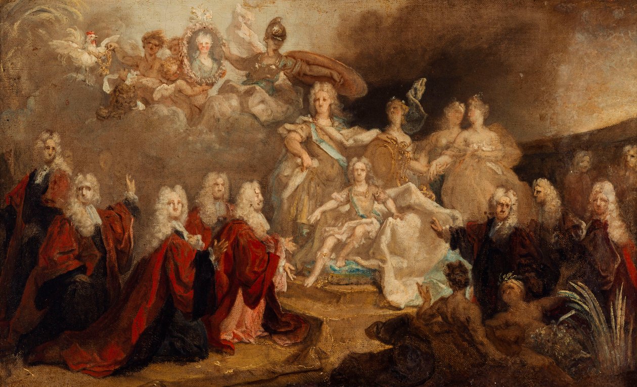 Szkic alegorycznego obrazu zamówionego przez miasto Paryż z okazji zaręczyn Ludwika XV i infantki Marii Anny Zwycięskiej z Hiszpanii autorstwa Nicolas de Largillière