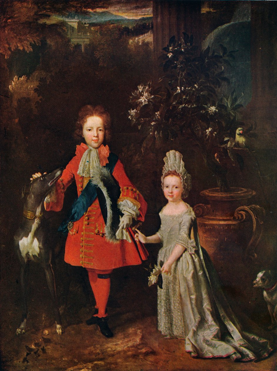James Francis Edward Stuart 1688-1765, Louisa Maria Teresa Stuart 1692-1712, 1695, 1915 autorstwa Nicolas de Largillière