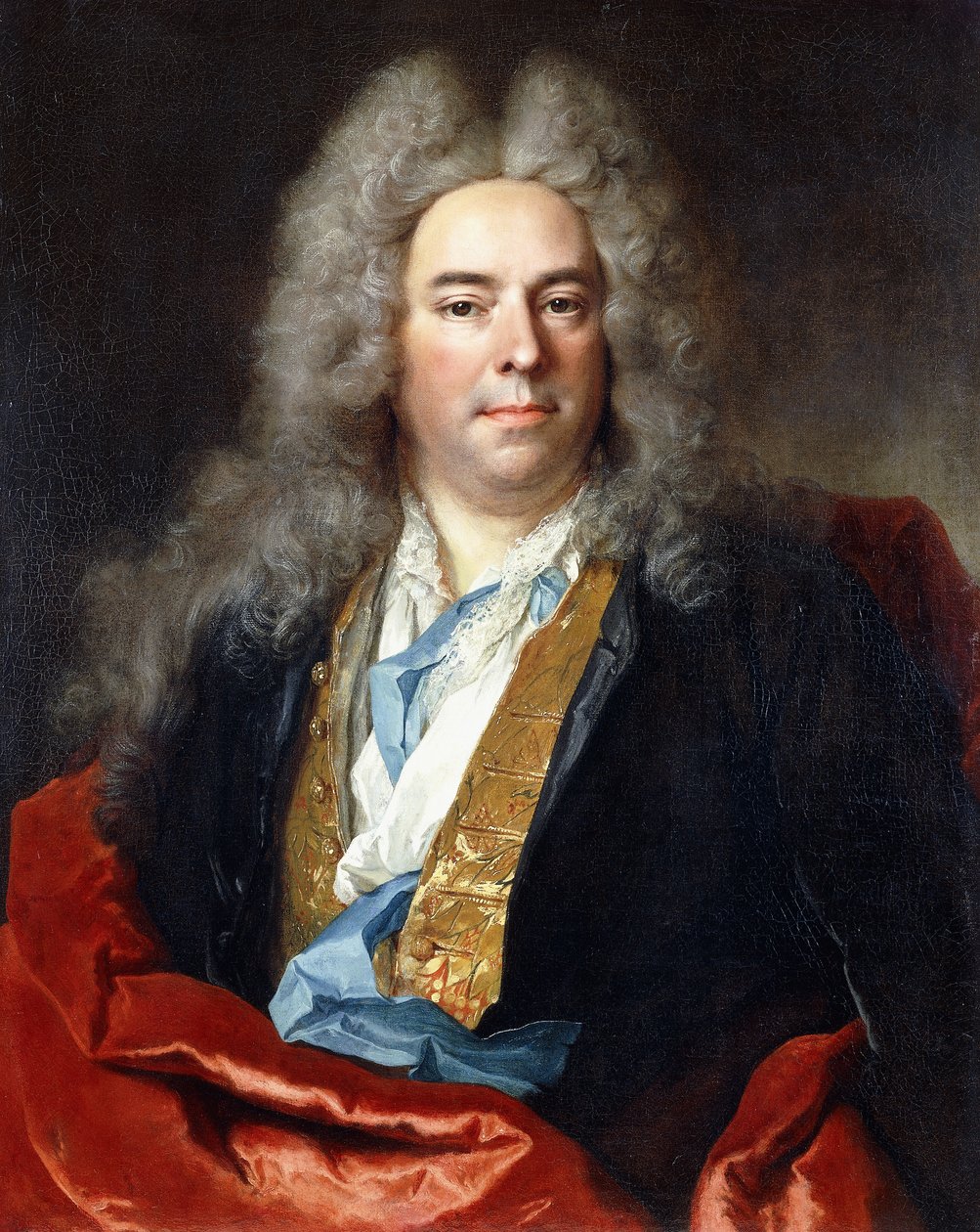 Portret Jacquesa Vincenta Bassablonsa, doradcy króla, do połowy długości, noszącego niebieski płaszcz ze złotą haftowaną kamizelką i czerwoną chustą, 1718 autorstwa Nicolas de Largillière