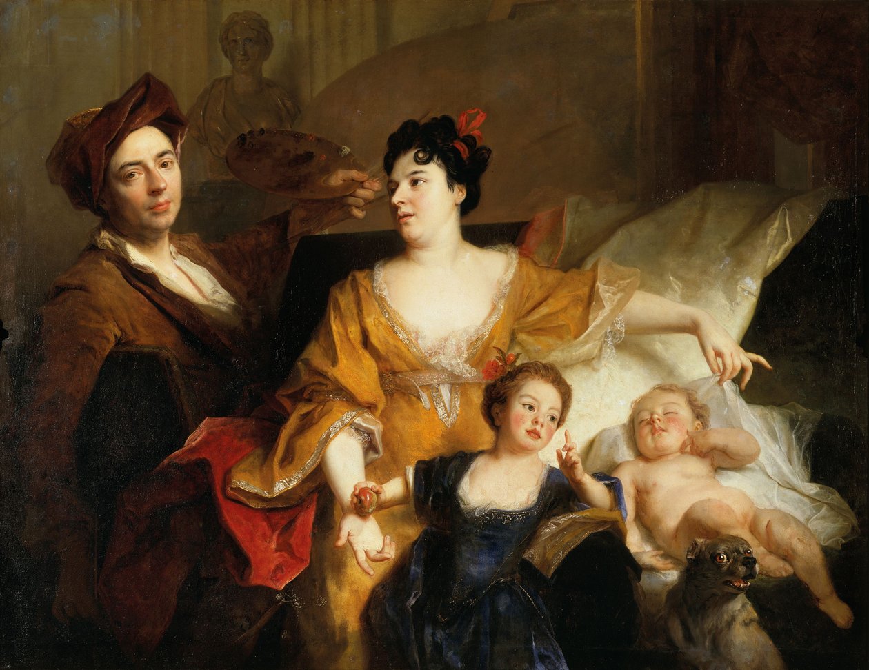 Autoportret artysty z rodziną, ok. 1704 (olej na płótnie) autorstwa Nicolas de Largillière