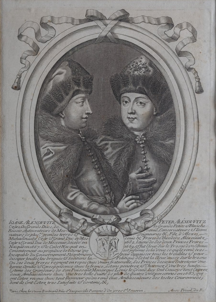 Carowie Iwan Aleksiejewicz i Piotr Aleksiejewicz z Rosji autorstwa Nicolas de Larmessin