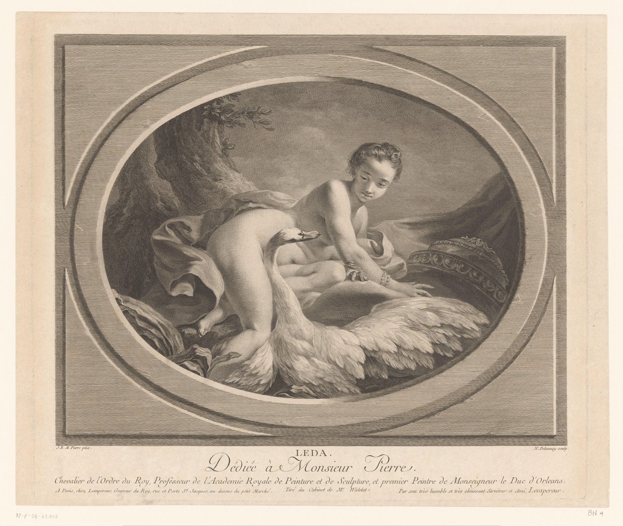 Leda i łabędź Leda (tytuł na obiekcie) autorstwa Nicolas de Launay (goudsmid)