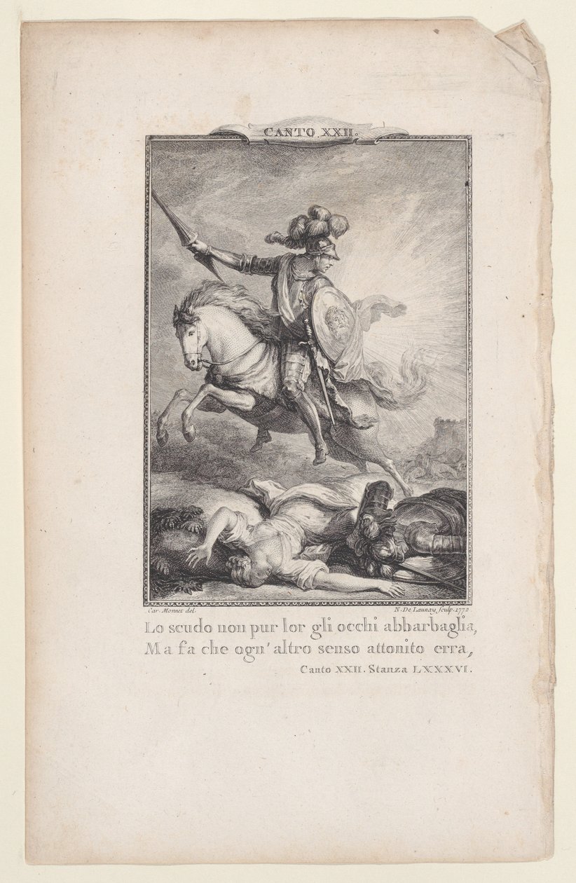 Canto 22, strofa 86, z Orlando Furioso, 1772., 1772. autorstwa Nicolas de Launay